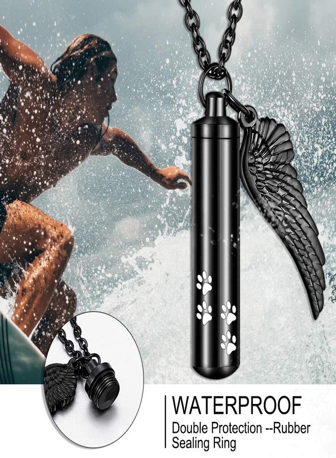 abooxiu Cylinder Cremation Urn Necklace with Angel Wing Pet Paw Ashes Keepsake Jewelry - Image 5